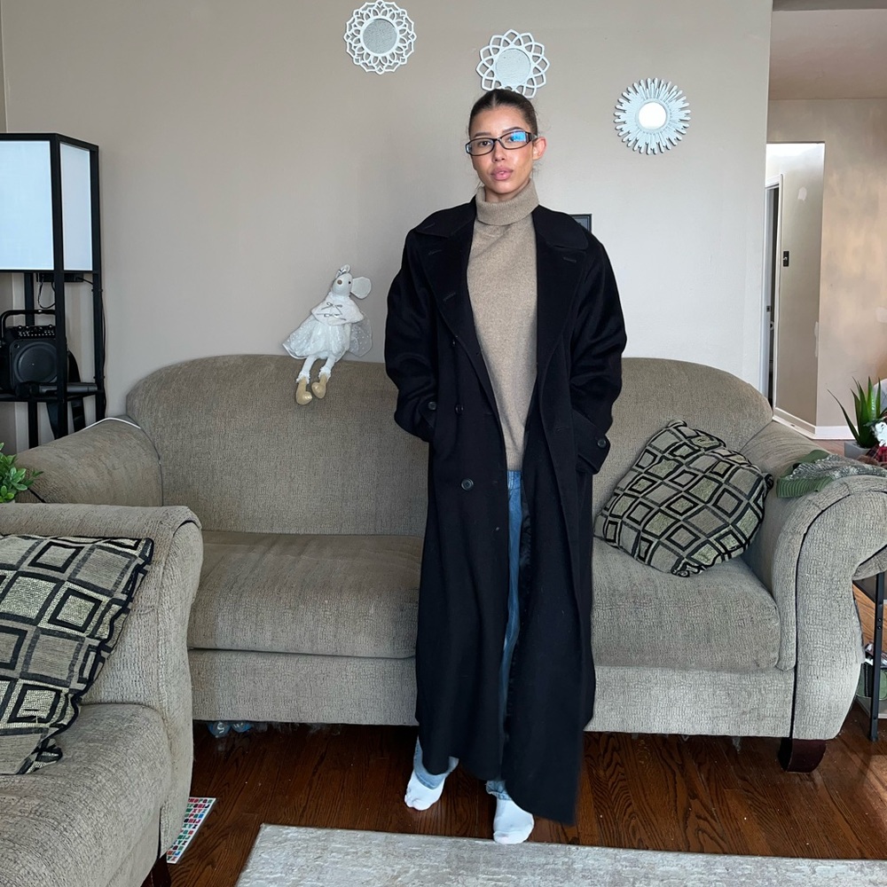 100% Wool Calvin Klein Black Trench Coat
